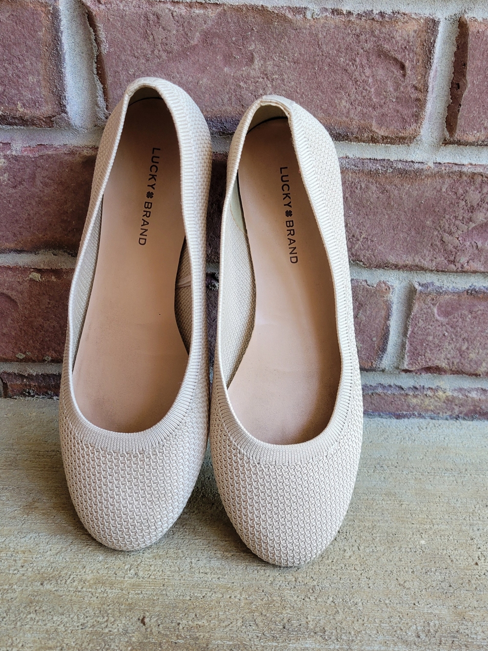 Lucky Brand Neutral Knit Ballet Flats in Light Beige - Picture 2 of 4